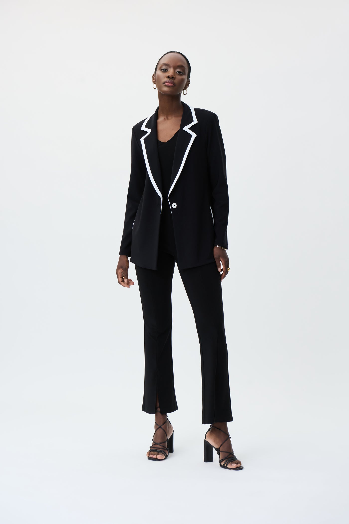 Joseph Ribkoff Black Trousers with Elasticated Waist and Slit Detail