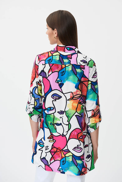 Joseph Ribkoff Multicoloured Long Abstract Print Blouse with Pockets