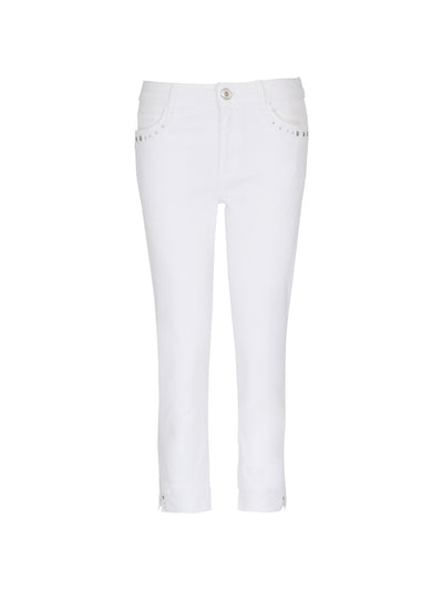 White 3/4 Jeans with Diamante Detail