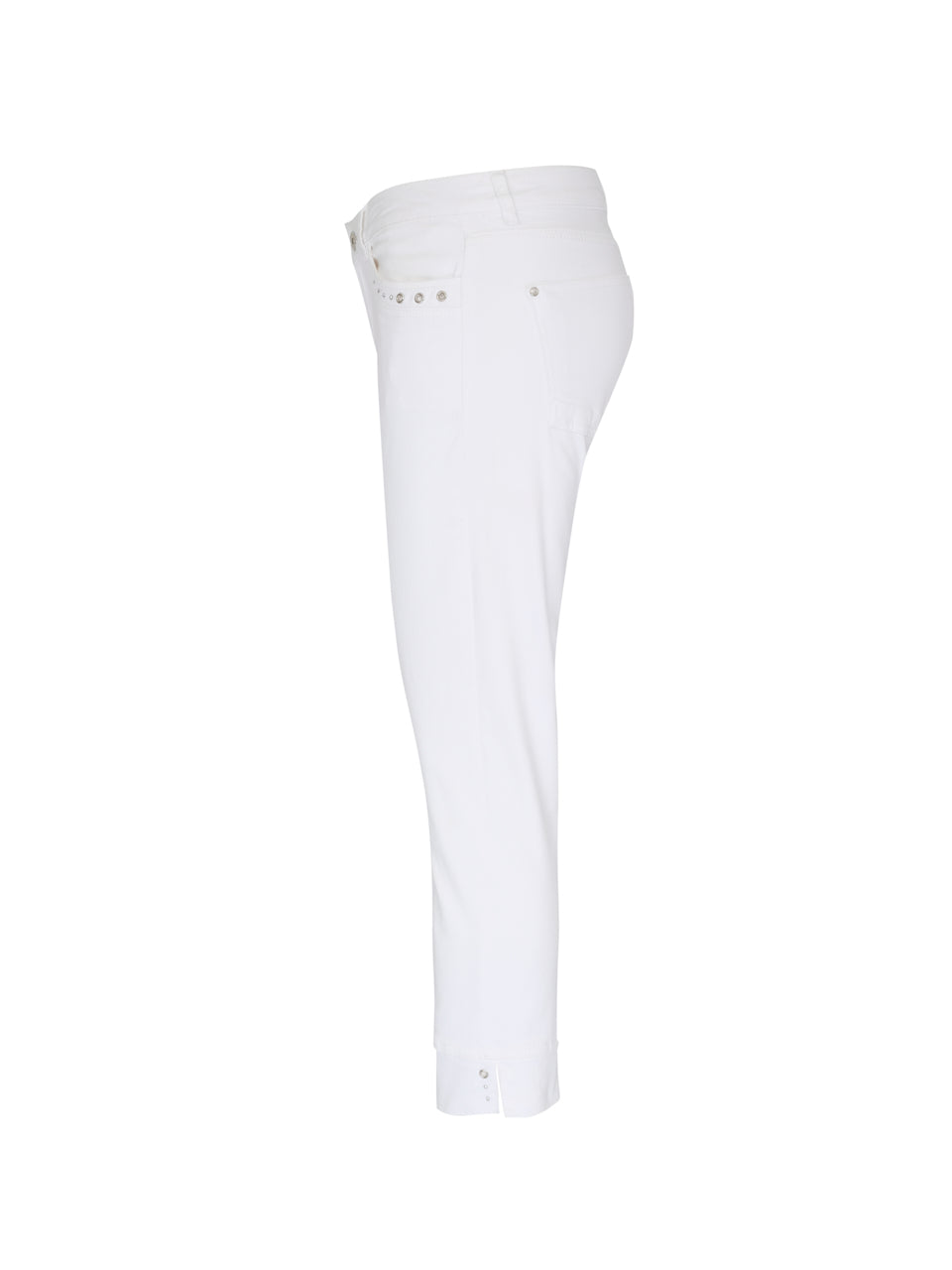 White 3/4 Jeans with Diamante Detail