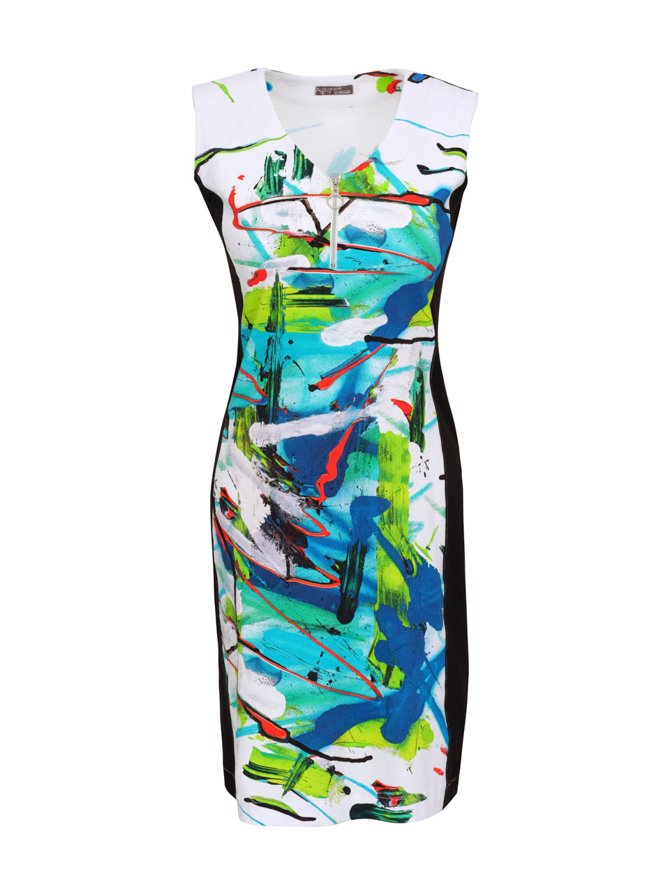 Multicoloured Sleeveless Dress with Zip Detail