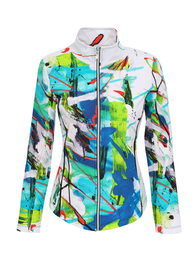 White Jacket with Multicoloured Graphic Print