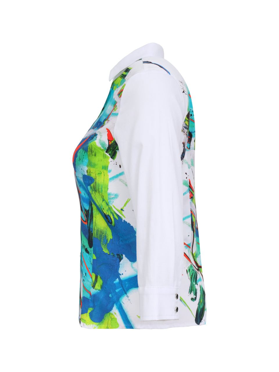 White Blouse with Multicoloured Design