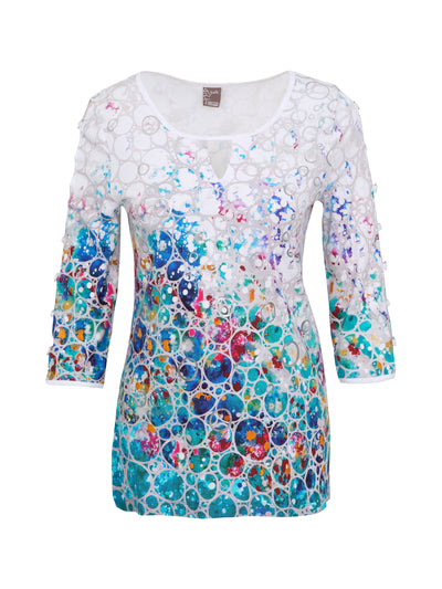 Multicoloured Top with Cut Out Sleeve Detail