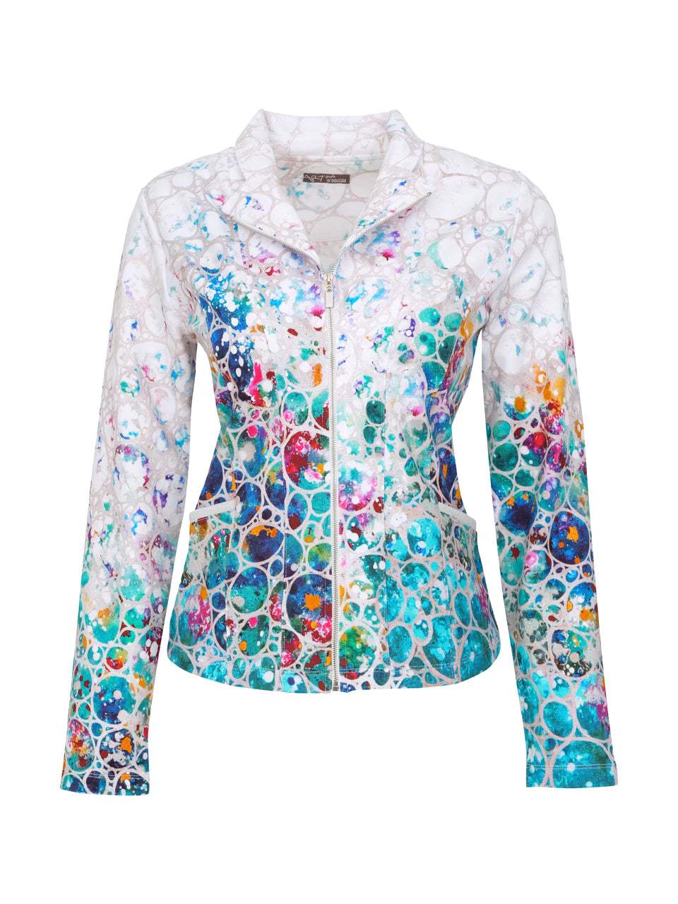 Multicoloured Zip Up Jacket with Pockets