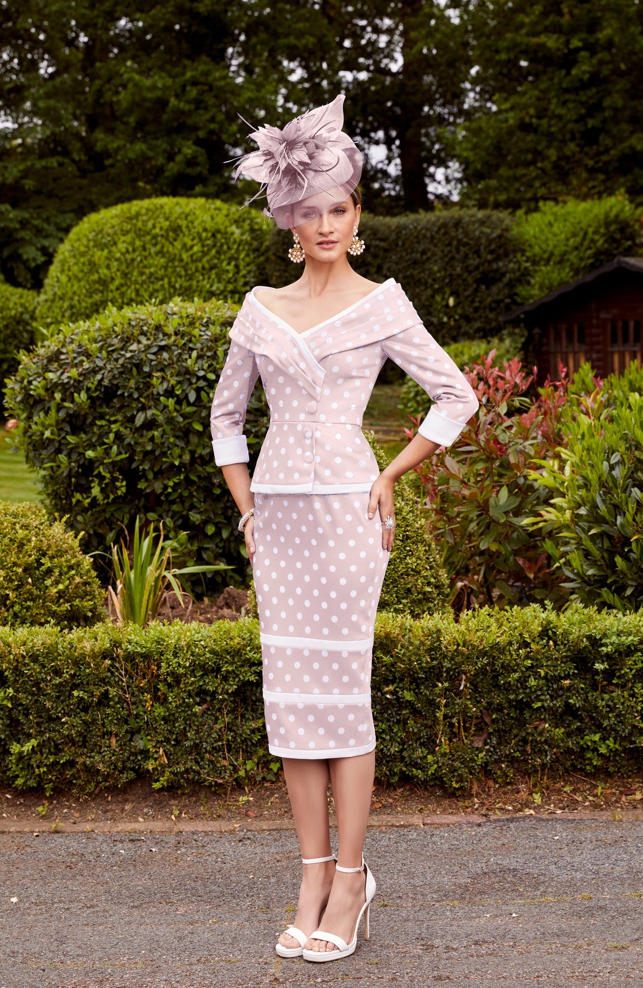 Blush and Ivory Polka Dot Dress