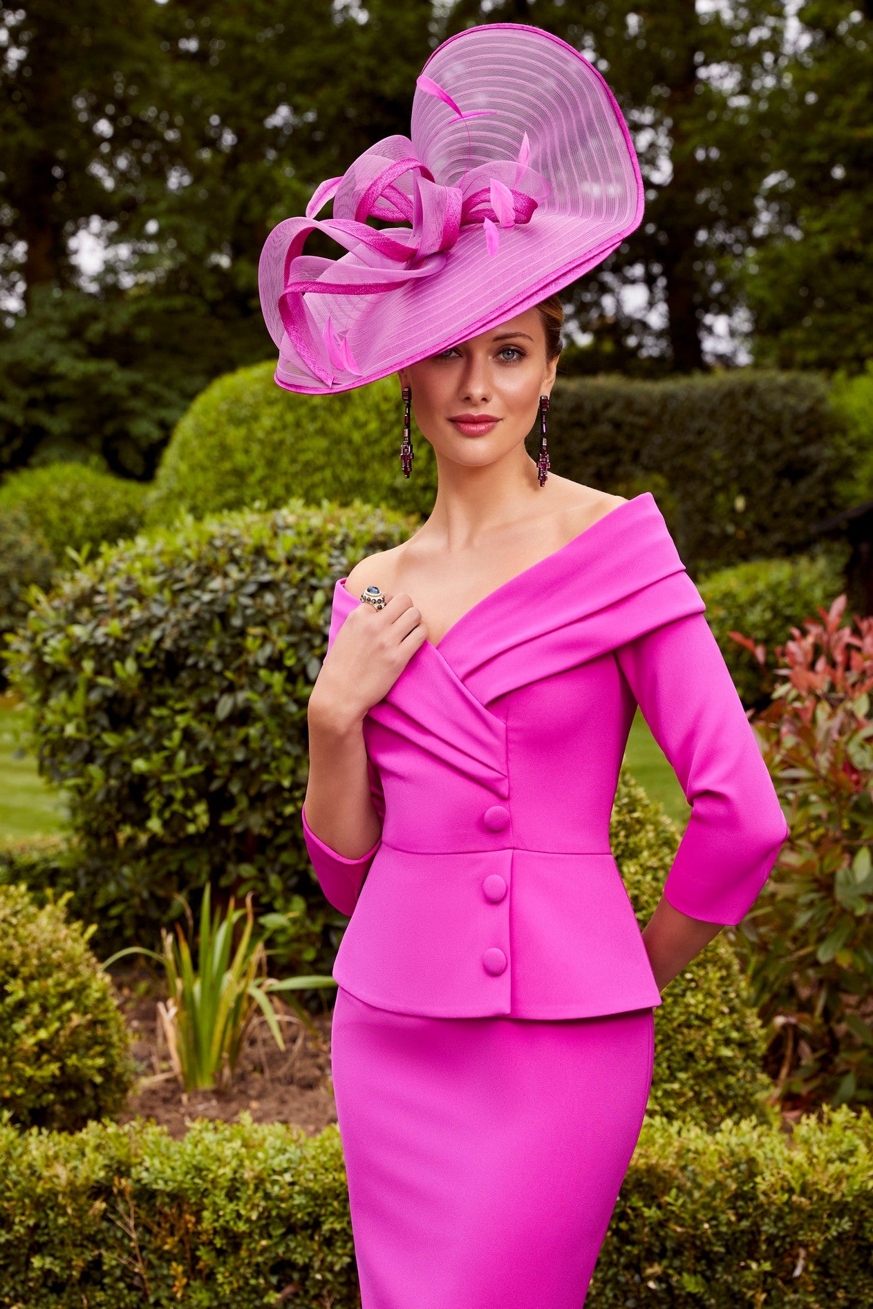 Magenta Dress with Button Detail