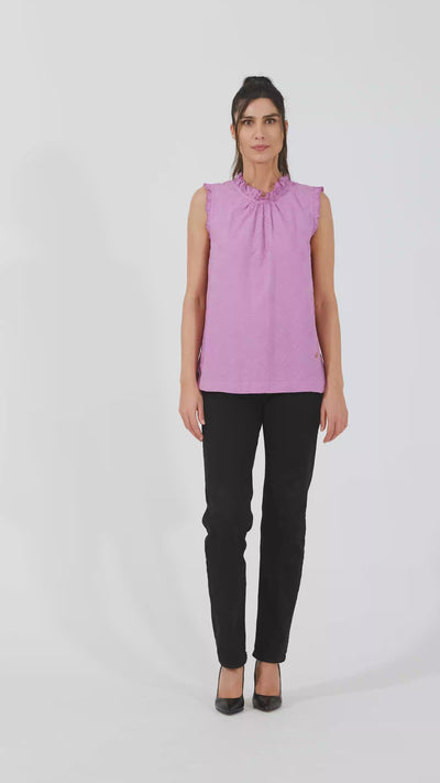 Marley Lilac Ruffle Neck Blouse Top