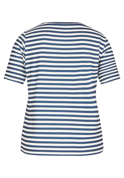 Navy & White Striped T-Shirt with Graphic Print and Diamante Detail
