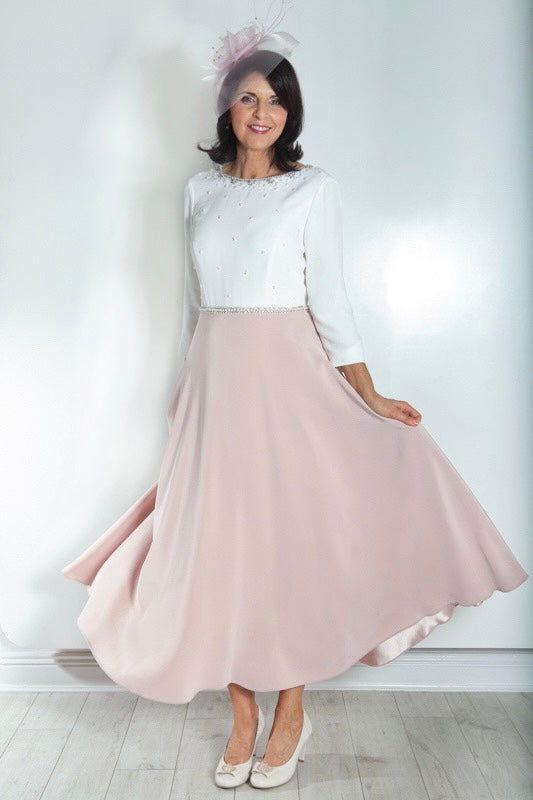 Pink and Ivory Dress With Jewel Detail