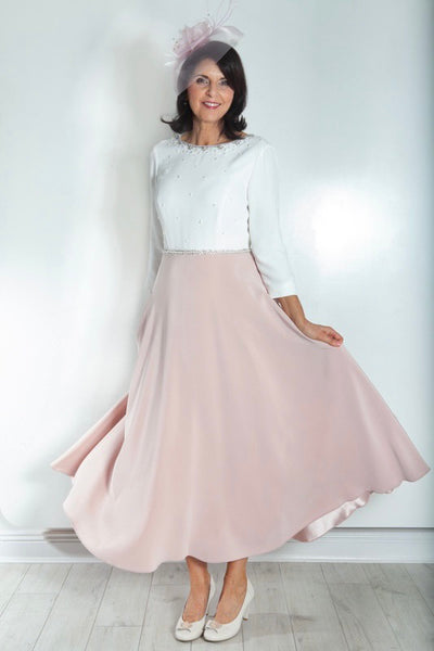 Pink and Ivory Dress With Jewel Detail
