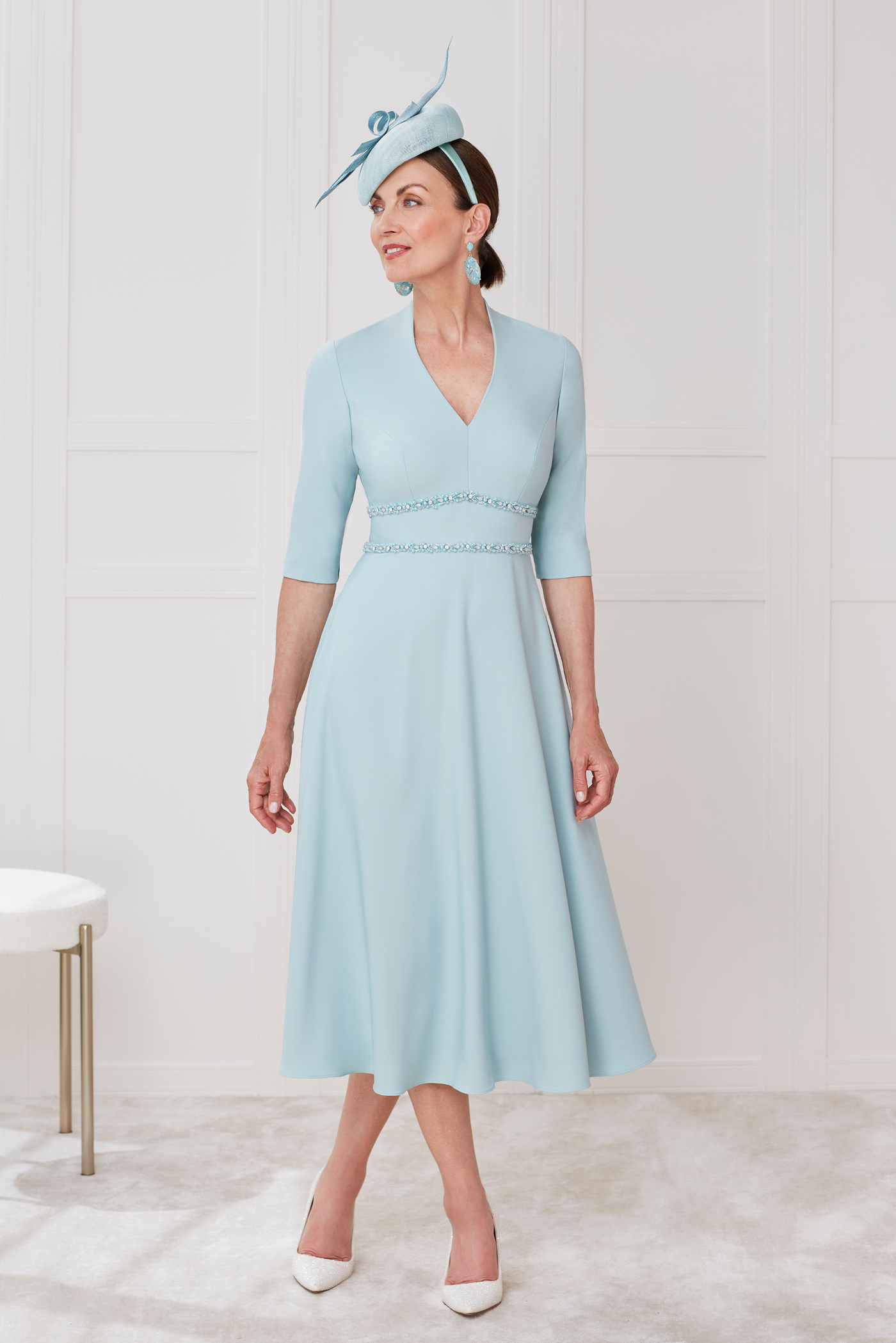 Duckegg Dress With Beading on Waist