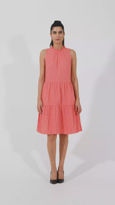 Cosima Bright Orange Embroidered Midi Dress