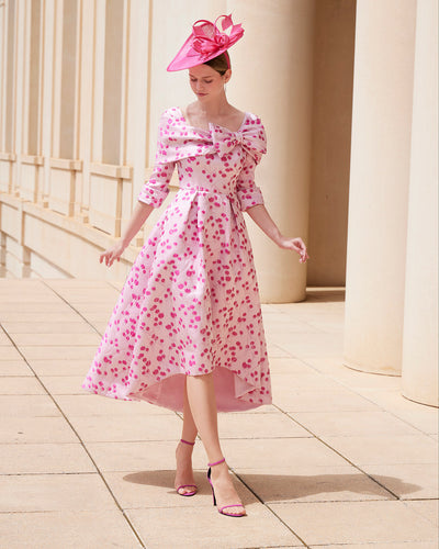 Pink Floral Off Shoulder Dress
