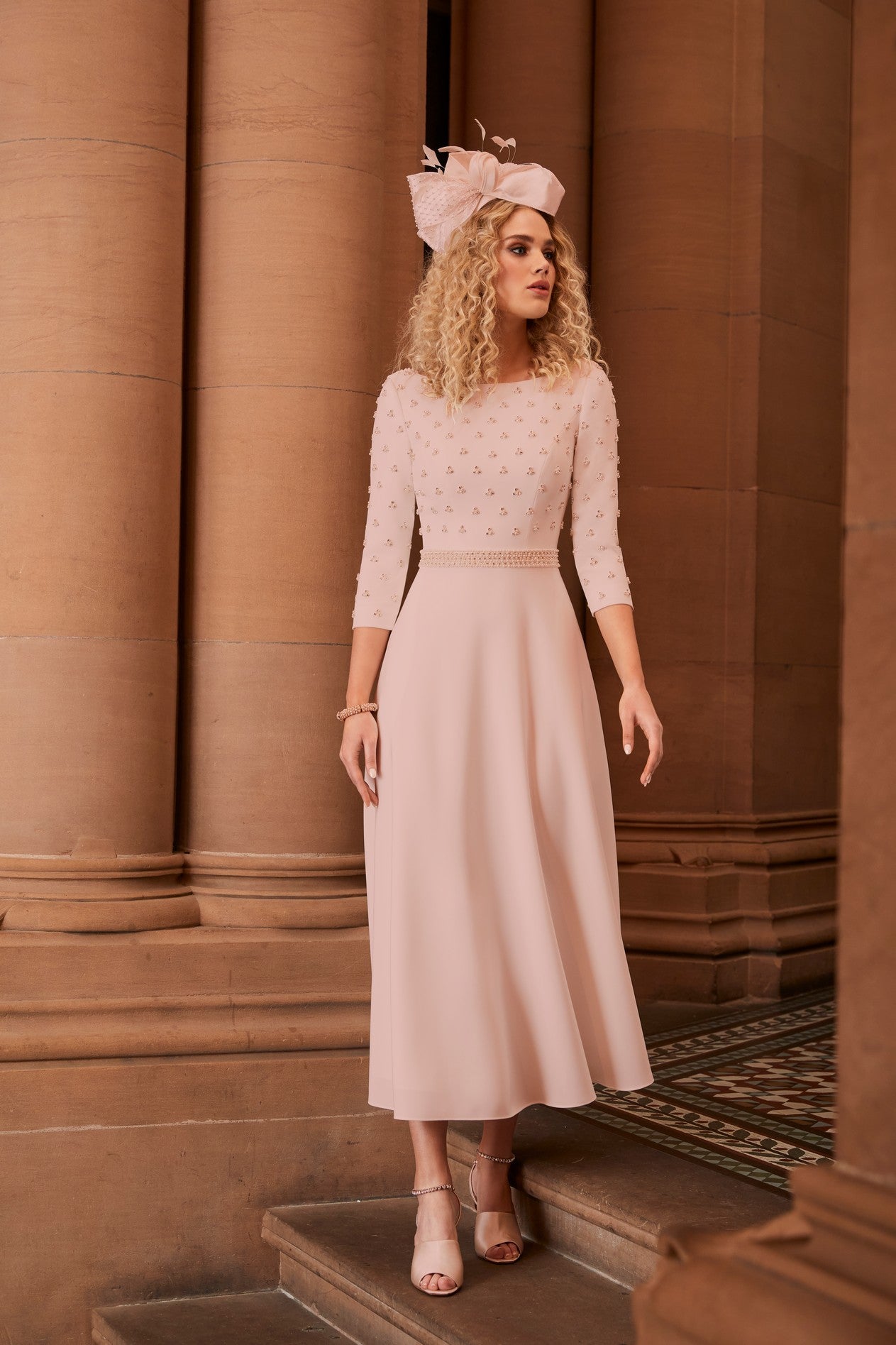 Blush Dress with Pearl Detail