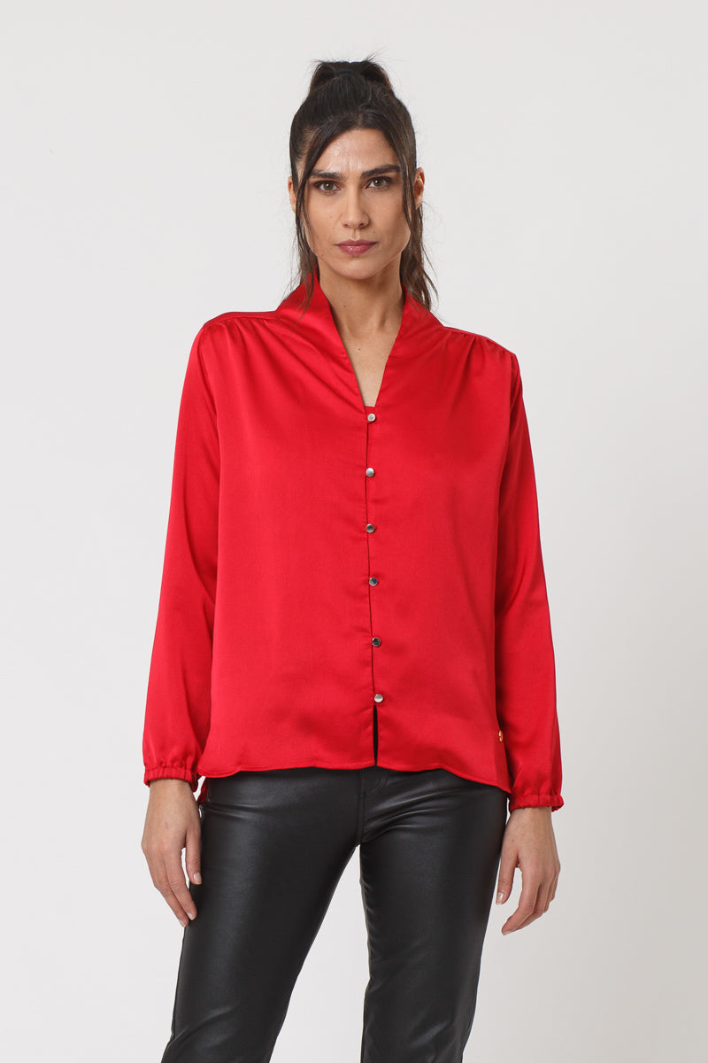 Amalie Red Silk Blouse