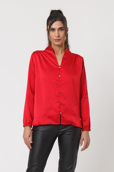 Amalie Red Silk Blouse