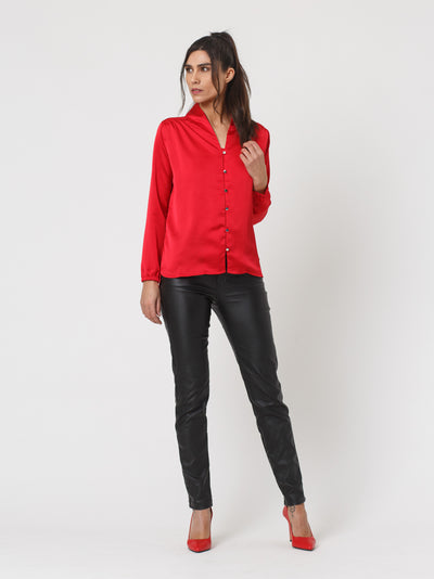 Amalie Red Silk Blouse
