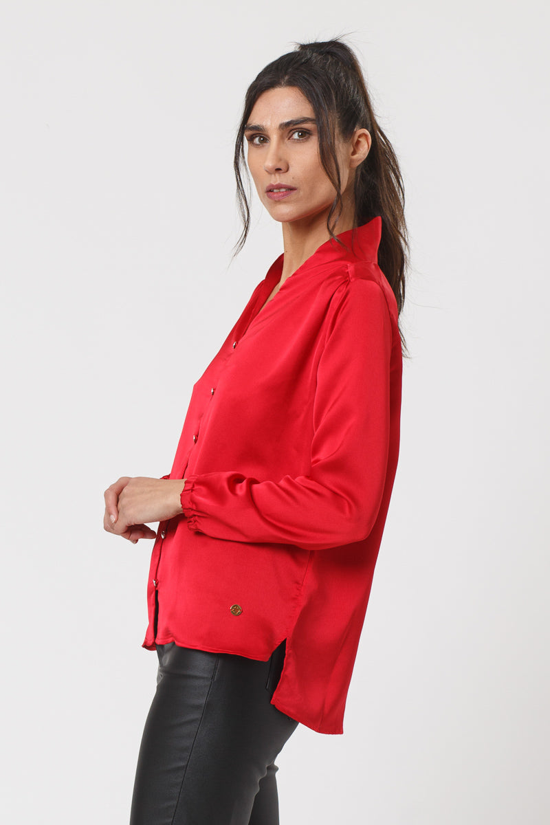 Amalie Red Silk Blouse