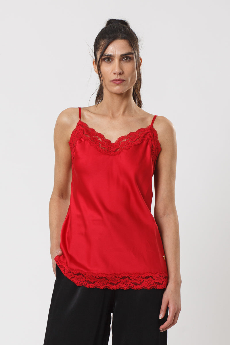 Chapelle Red Satin Camisole