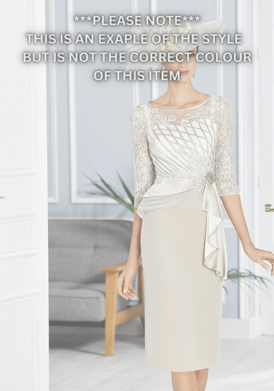 Aqua and Ivory Dress With Lace Detail