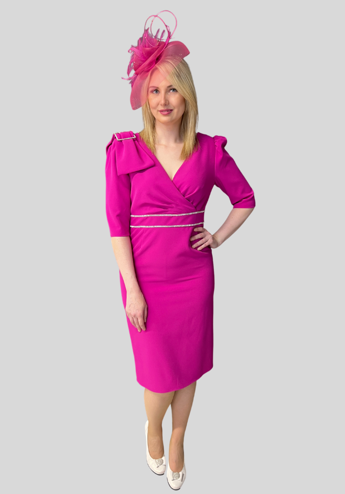 Crystal Waist Fuschia Dress