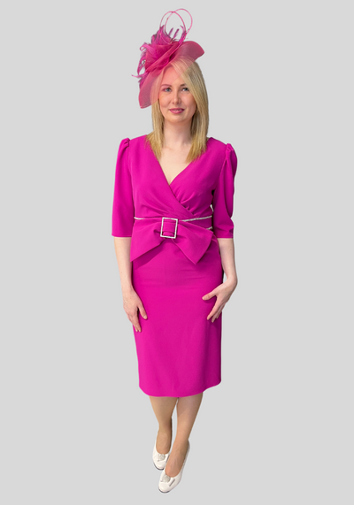 Crystal Waist Fuschia Dress