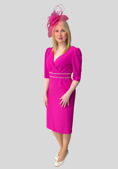 Crystal Waist Fuschia Dress