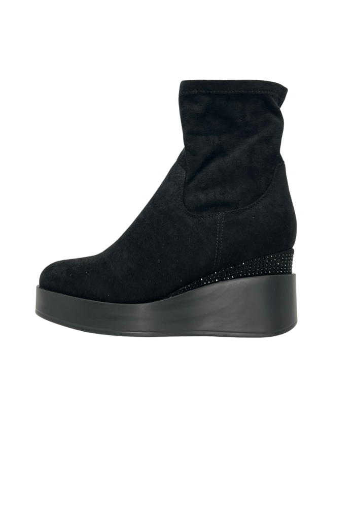 Black Suede Boot with Diamond Detailing on Back