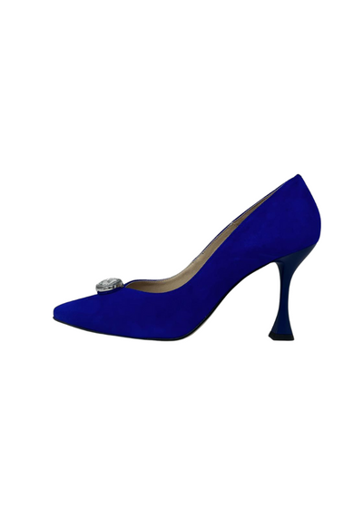 High Heel Cobalt Blue Shoe With Diamond Embellisnment