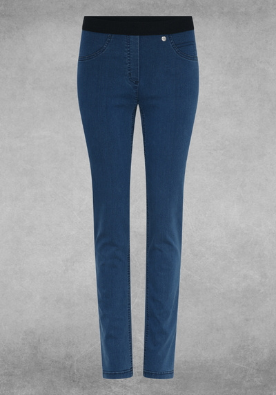 Denim Blue Rose Jeans with Elastic Waist
