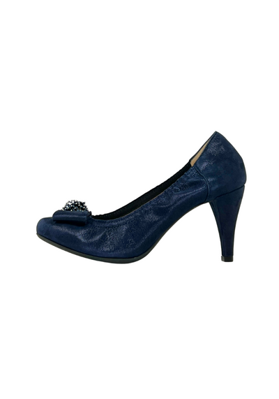 Navy High Heel With Bow On Toe