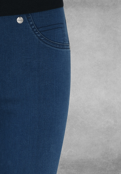 Denim Blue Rose Jeans with Elastic Waist