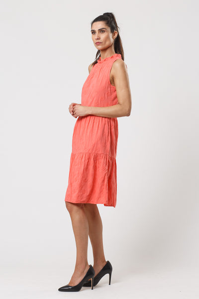 Cosima Bright Orange Embroidered Midi Dress