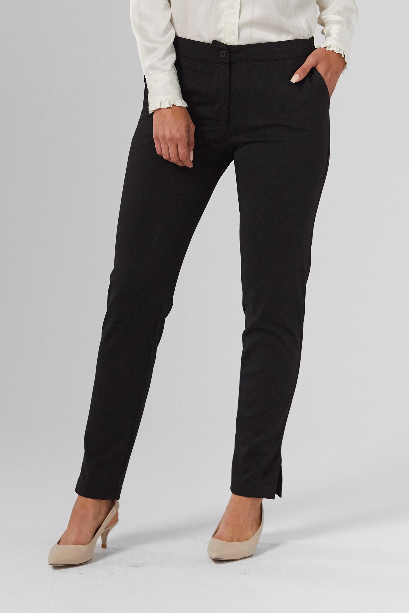 D2D Black Trousers Side-Stretch Waist