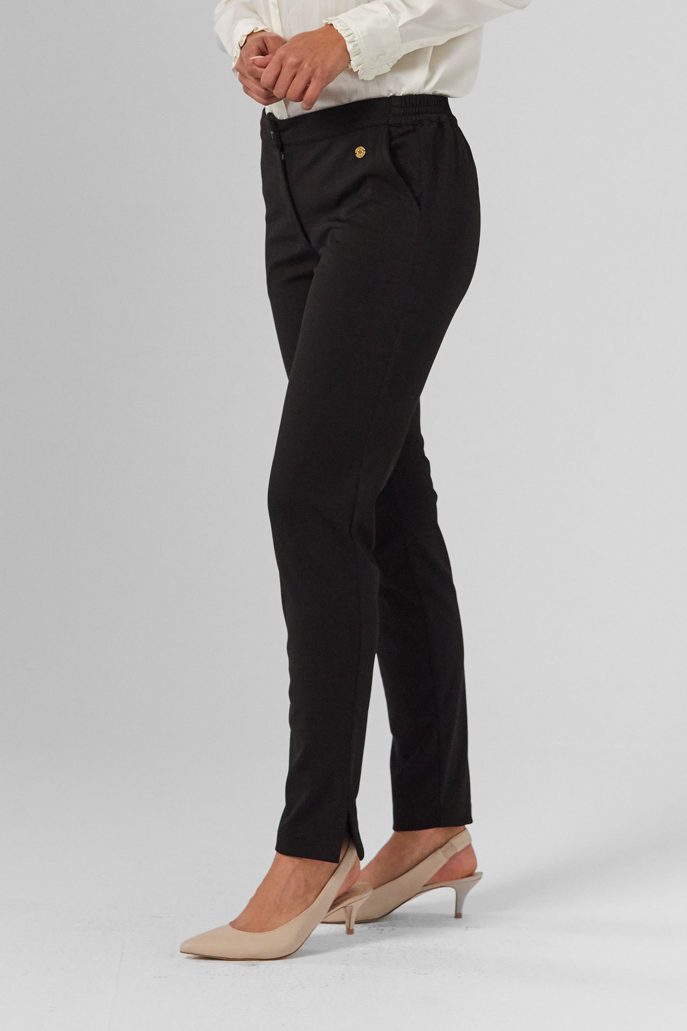 D2D Black Trousers Side-Stretch Waist