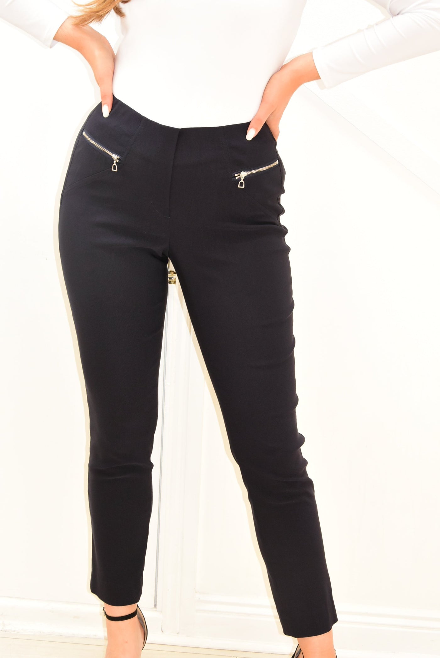 Black Mimi Trousers With Zip Detail