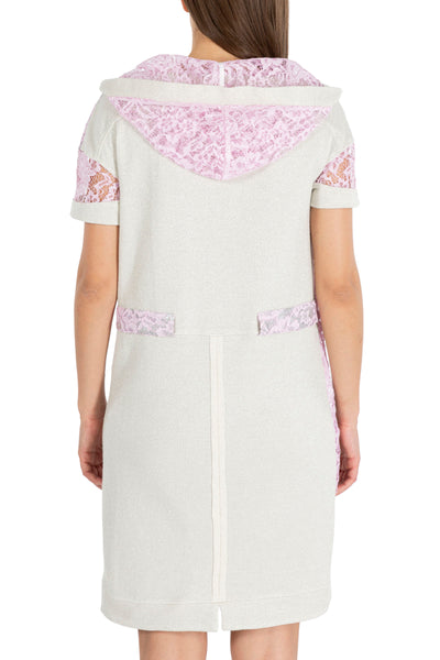 Champagne Hooded Dress with Lace and Diamanté Detail