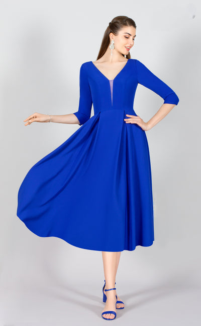 Royal Blue Dress With Shawl