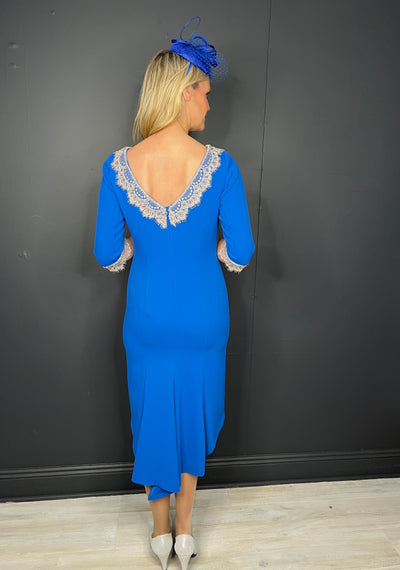 Royal Blue Dress with Gold and Lace Trim