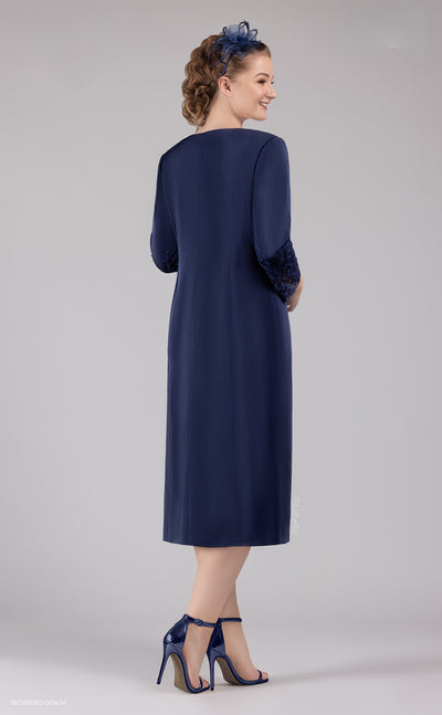 Navy Cap Sleeve Dress with Coat