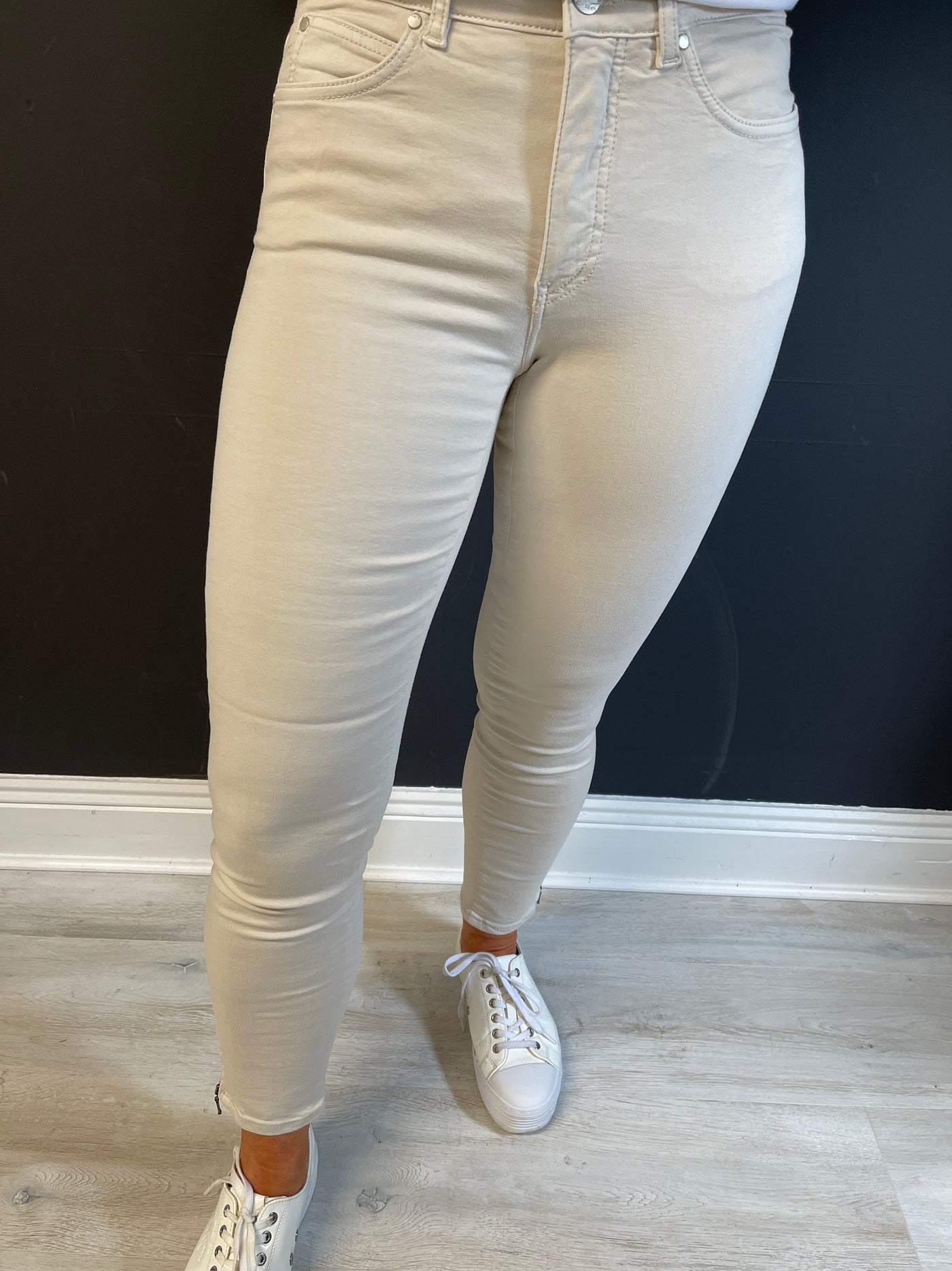 Magic Fit Pants With Ankle Zips Beige