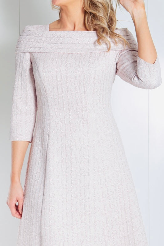 Pink Patterned Embossed Dress