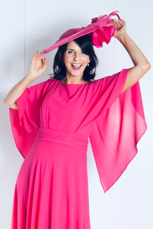 Magenta Dress with Cape Detail