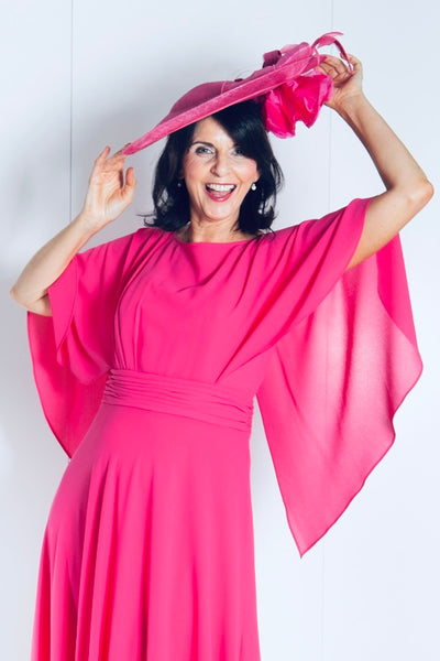 Magenta Dress with Cape Detail
