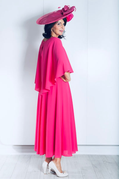 Magenta Dress with Cape Detail