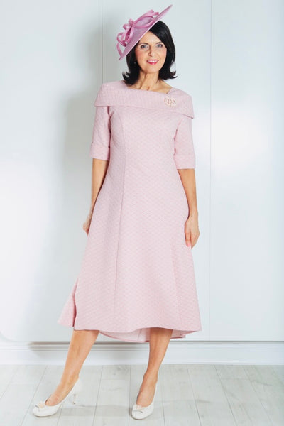 Pink Dress with Silver Brooch Detail