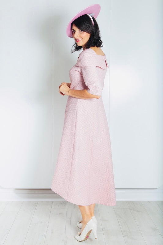 Pink Dress with Silver Brooch Detail