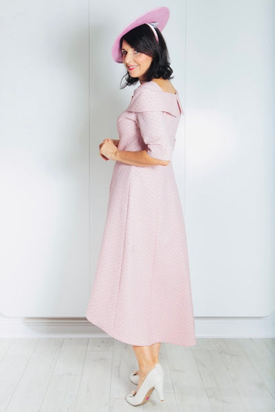 Pink Dress with Silver Brooch Detail