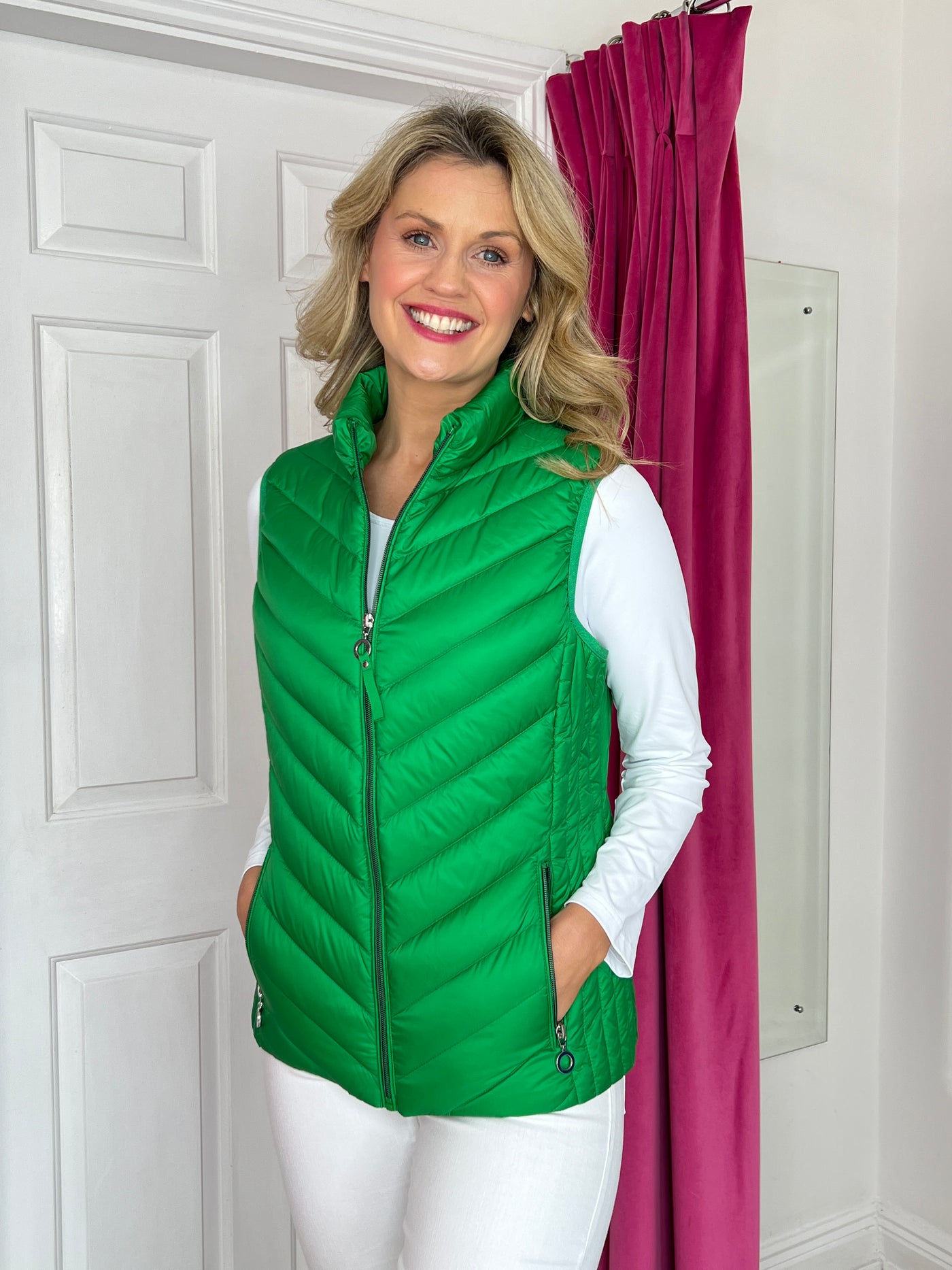 Green Gilet with Silver Zip Detail